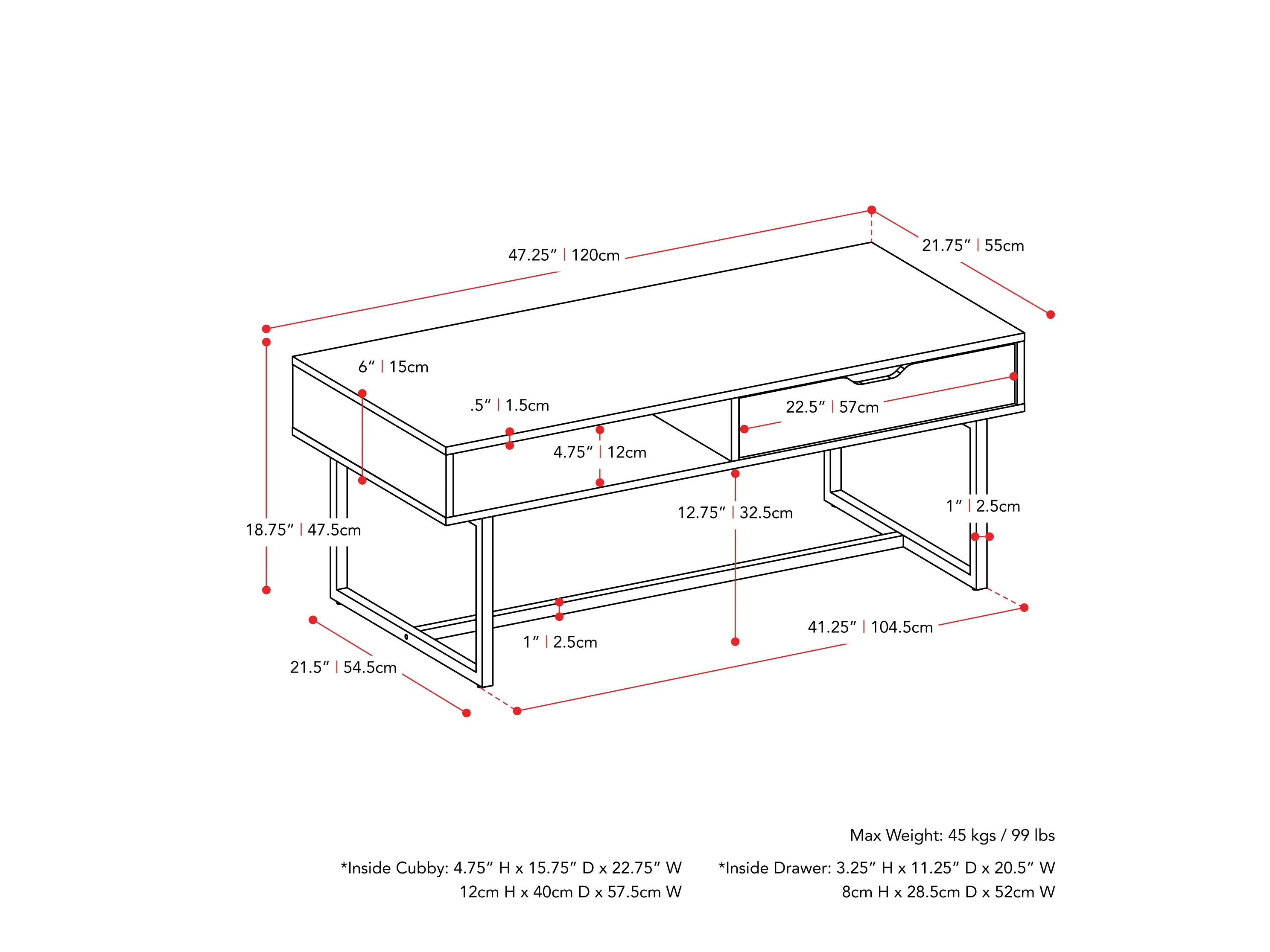 Grey Modern Rectangular Coffee Table