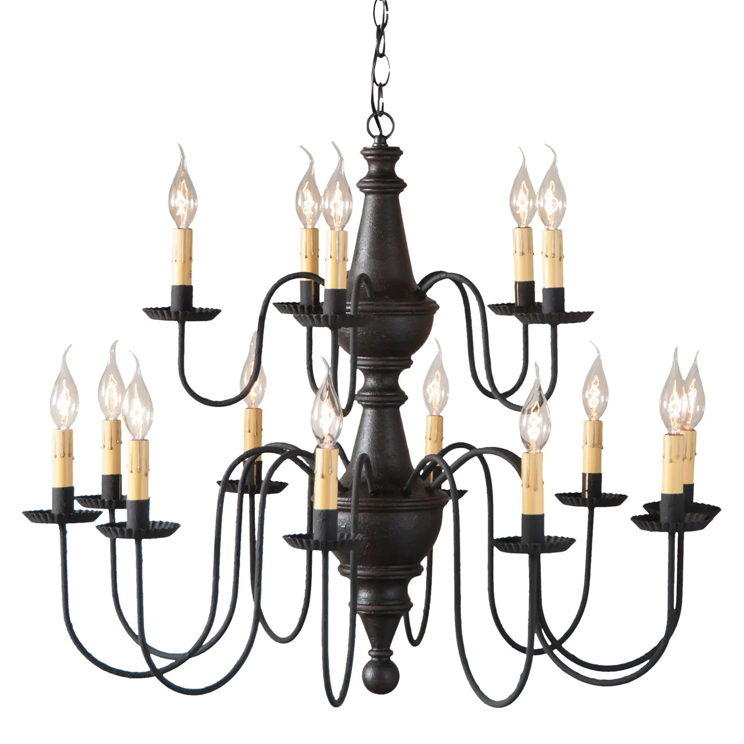 Harrison Two Tier Wood Chandelier in Black