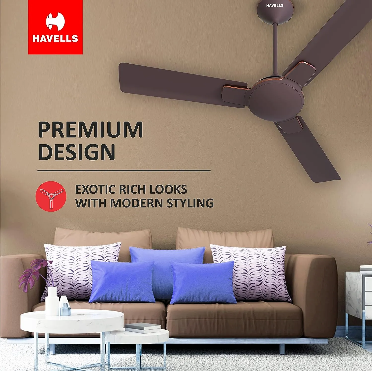 Havells 1200mm Enticer Energy Saving Ceiling Fan (Espresso Brown Copper)