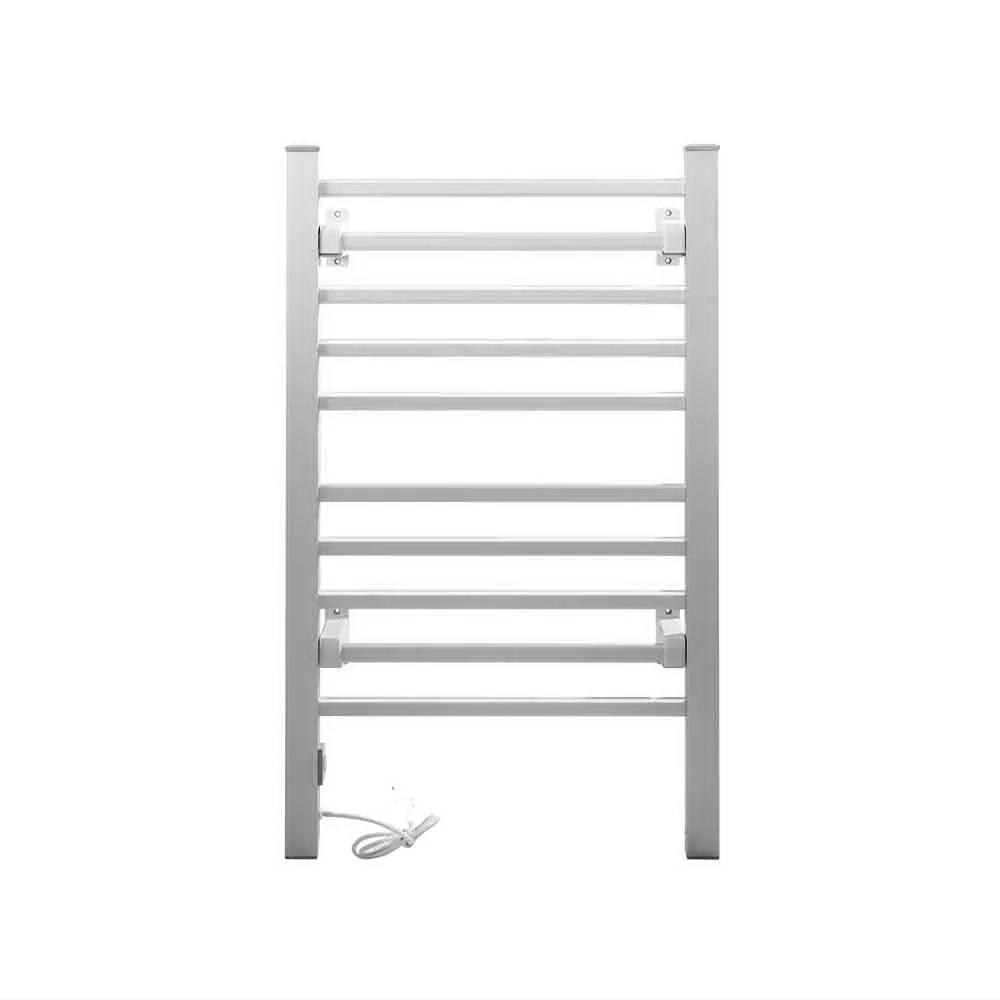 Heated Towel Rail Rack 10 Bars Freestanding Clothes Dry Warmer