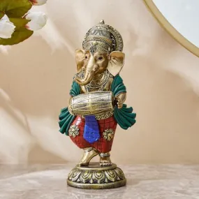 Home Centre Alpana Polyresin Ganesha with Dholak Figurine