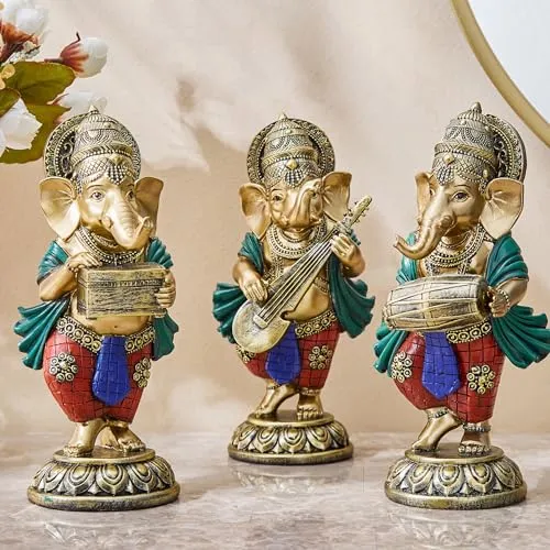 Home Centre Alpana Polyresin Ganesha with Dholak Figurine