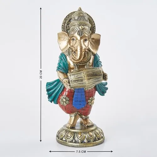 Home Centre Alpana Polyresin Ganesha with Dholak Figurine