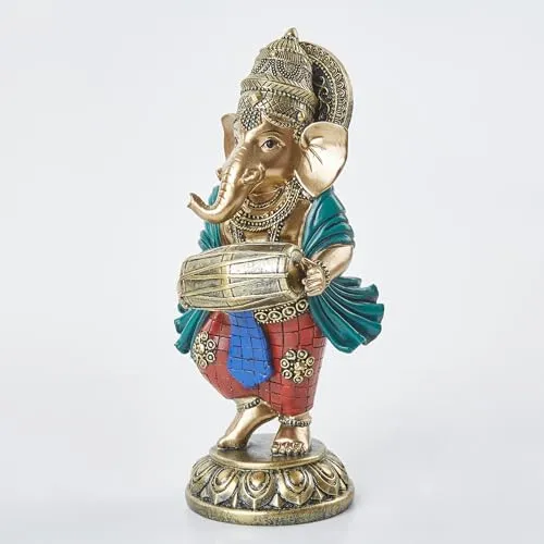 Home Centre Alpana Polyresin Ganesha with Dholak Figurine