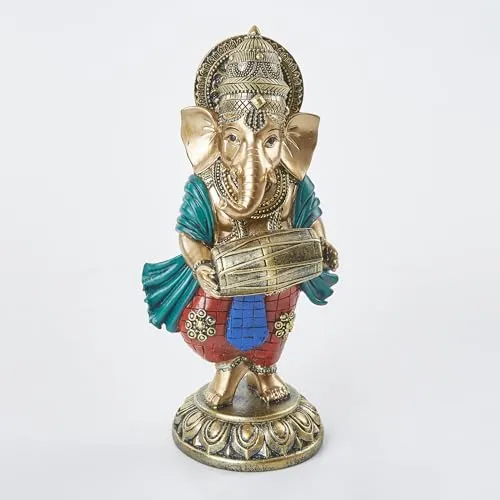 Home Centre Alpana Polyresin Ganesha with Dholak Figurine