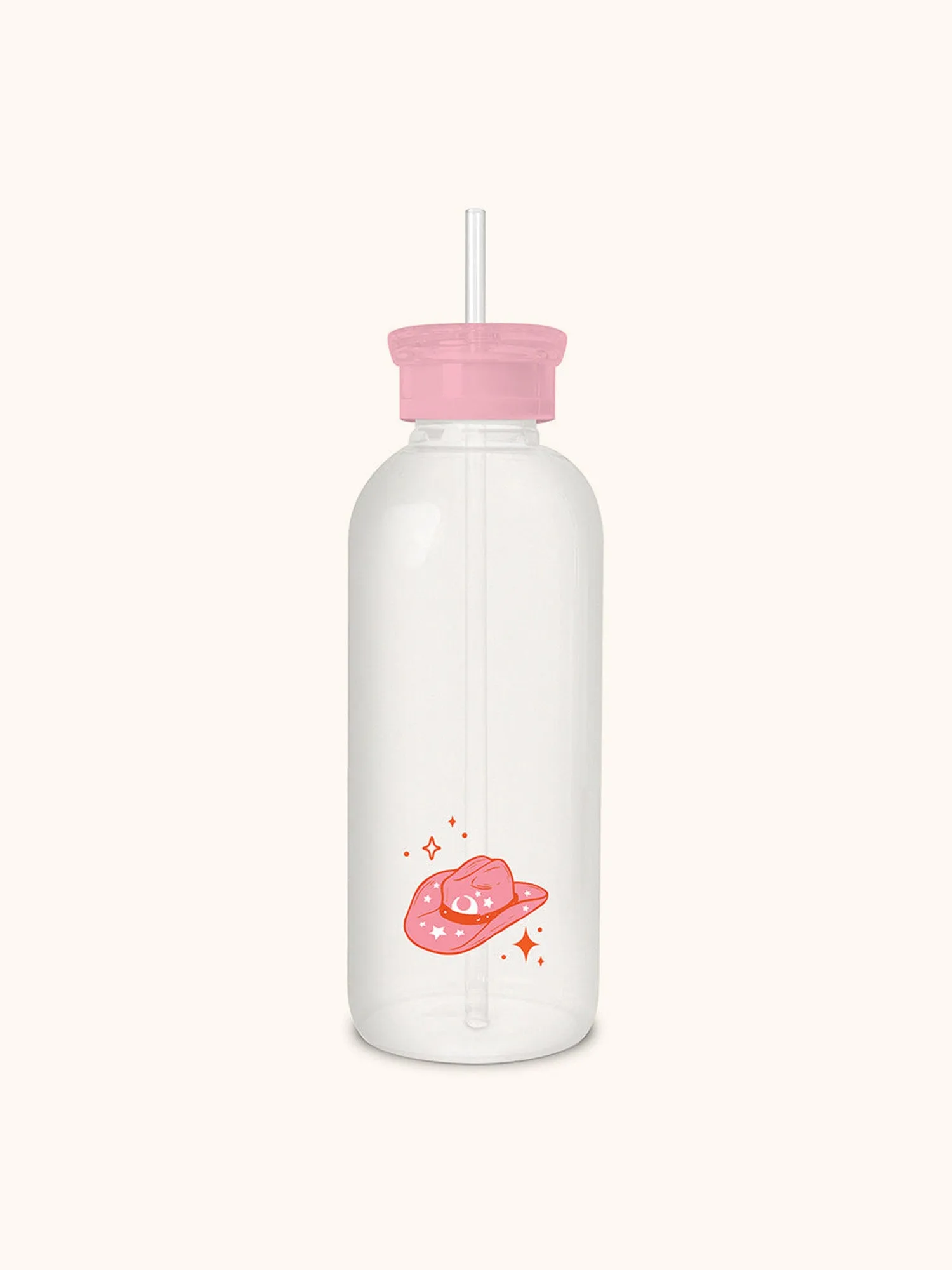 Howdy Partner Glass Water Bottle with Straw