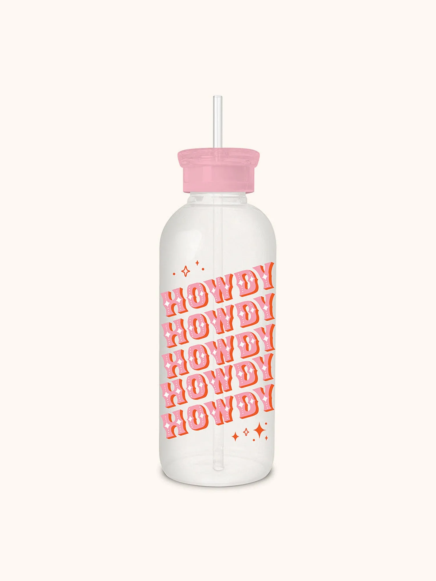 Howdy Partner Glass Water Bottle with Straw