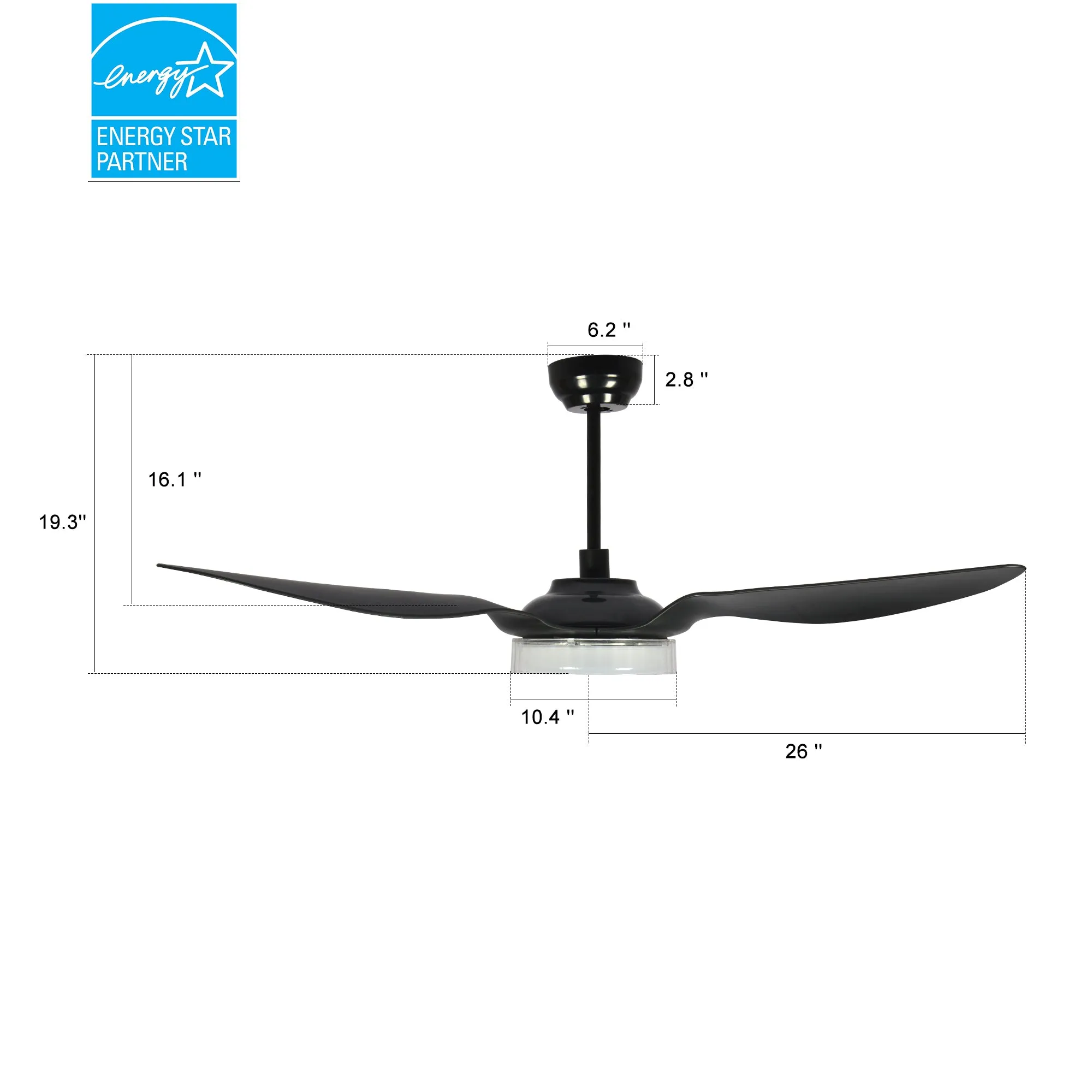 Icebreaker 52 inch Smart Ceiling Fan with LED Light and Remote