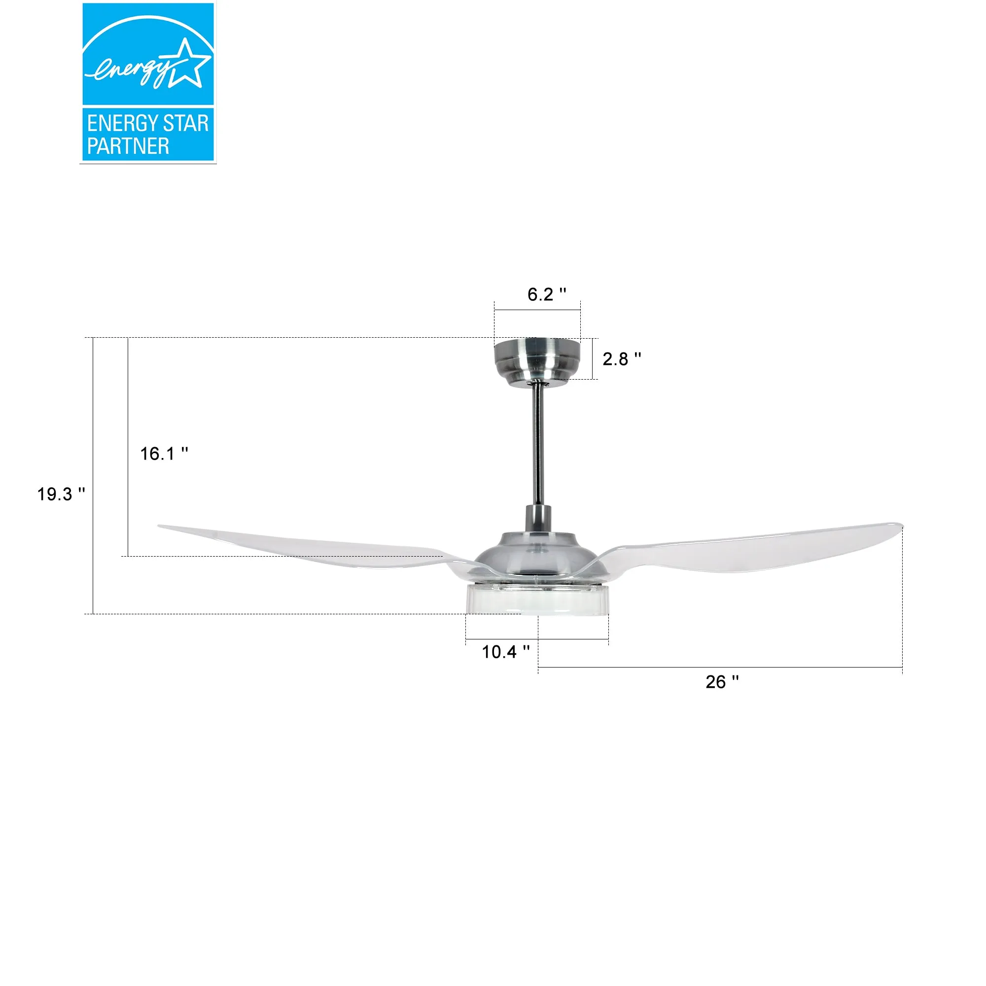 Icebreaker 52 inch Smart Ceiling Fan with LED Light and Remote