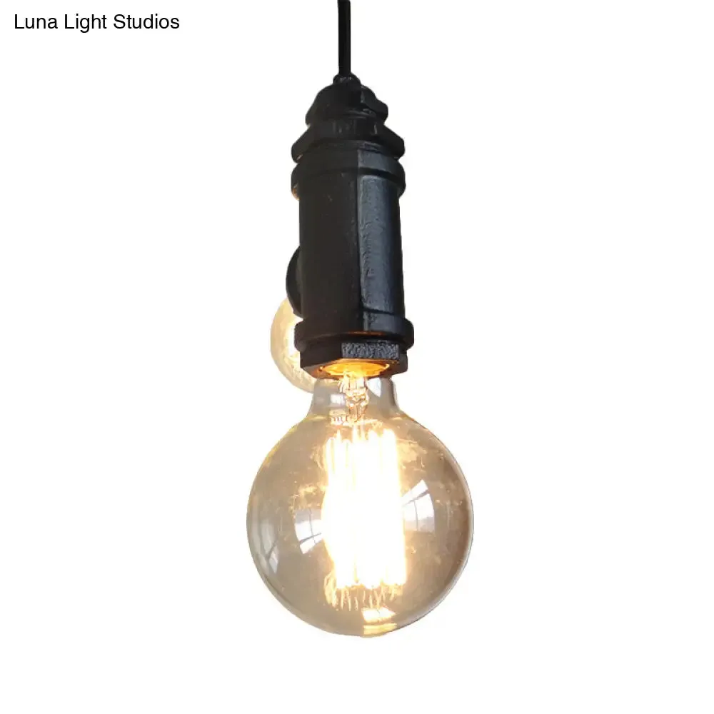 Industrial Black Metal Hanging Chandelier with 2 Exposed Lights - Stylish Living Room Lamp