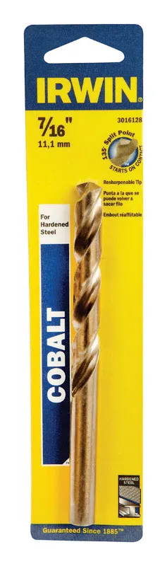 Irwin 7/16 in. X 5-1/2 in. L Cobalt Alloy Steel Drill Bit Straight Shank 1 pc