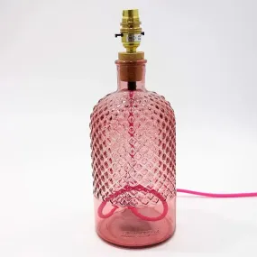 Jarapa Recycled Glass Diamond Bottle Lamp Pink