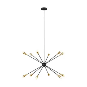 Jax 38 in. 12 Lights Chandelier Black Finish