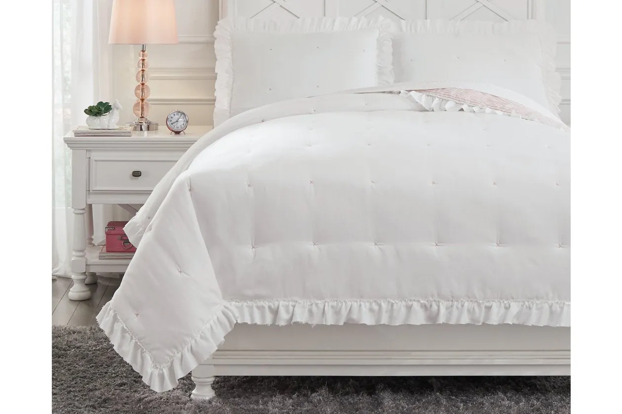 Jenalyn White/Light Pink Full Comforter Set