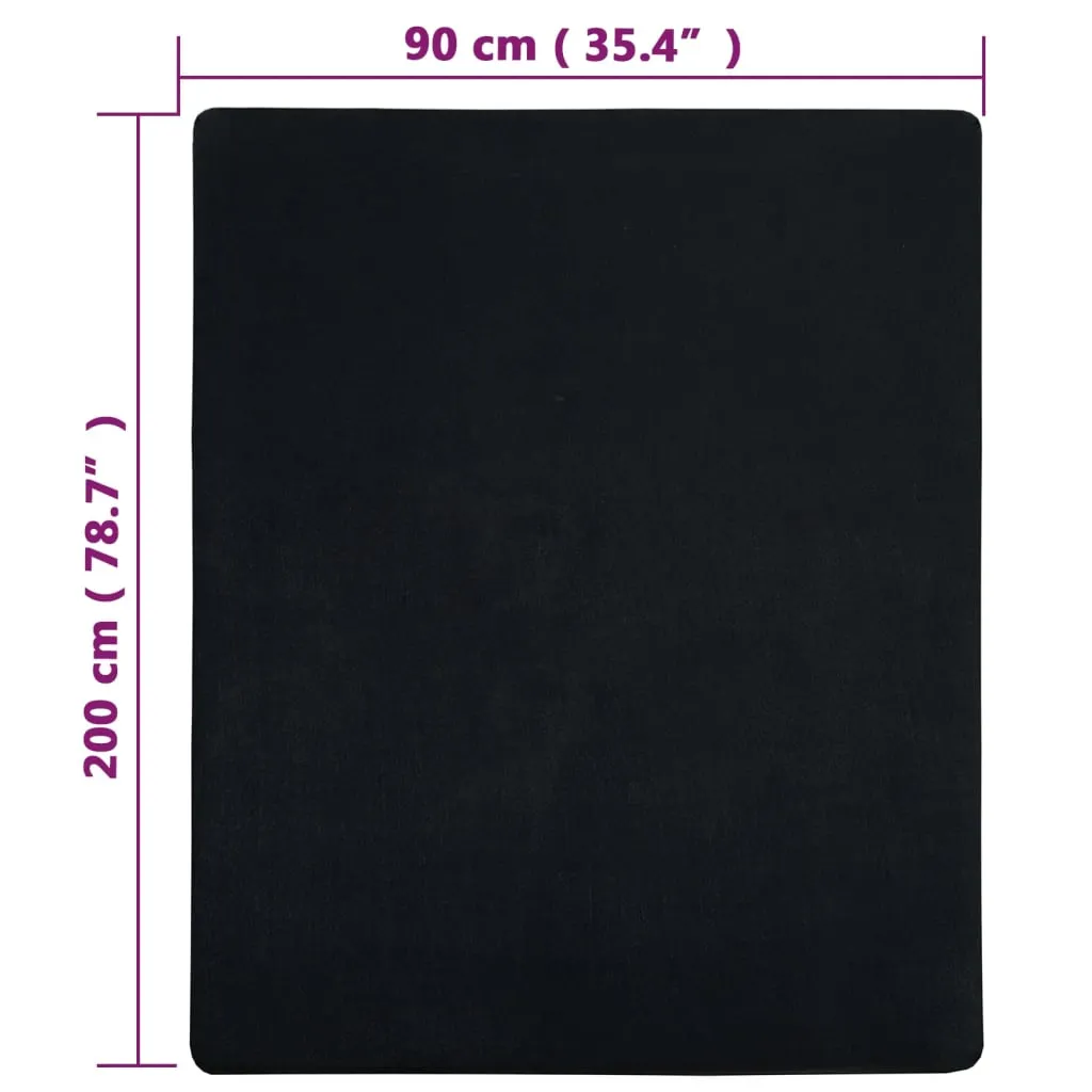 Jersey Fitted Sheets 2 pcs Black 90x200 cm Cotton