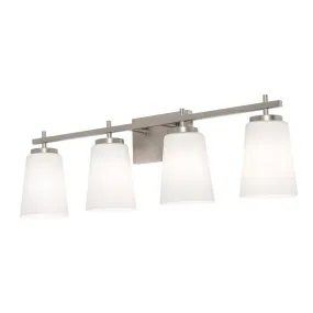 Joanna 32 in. 4 Lights Vanity Light Satin Nickel Finish White Shade