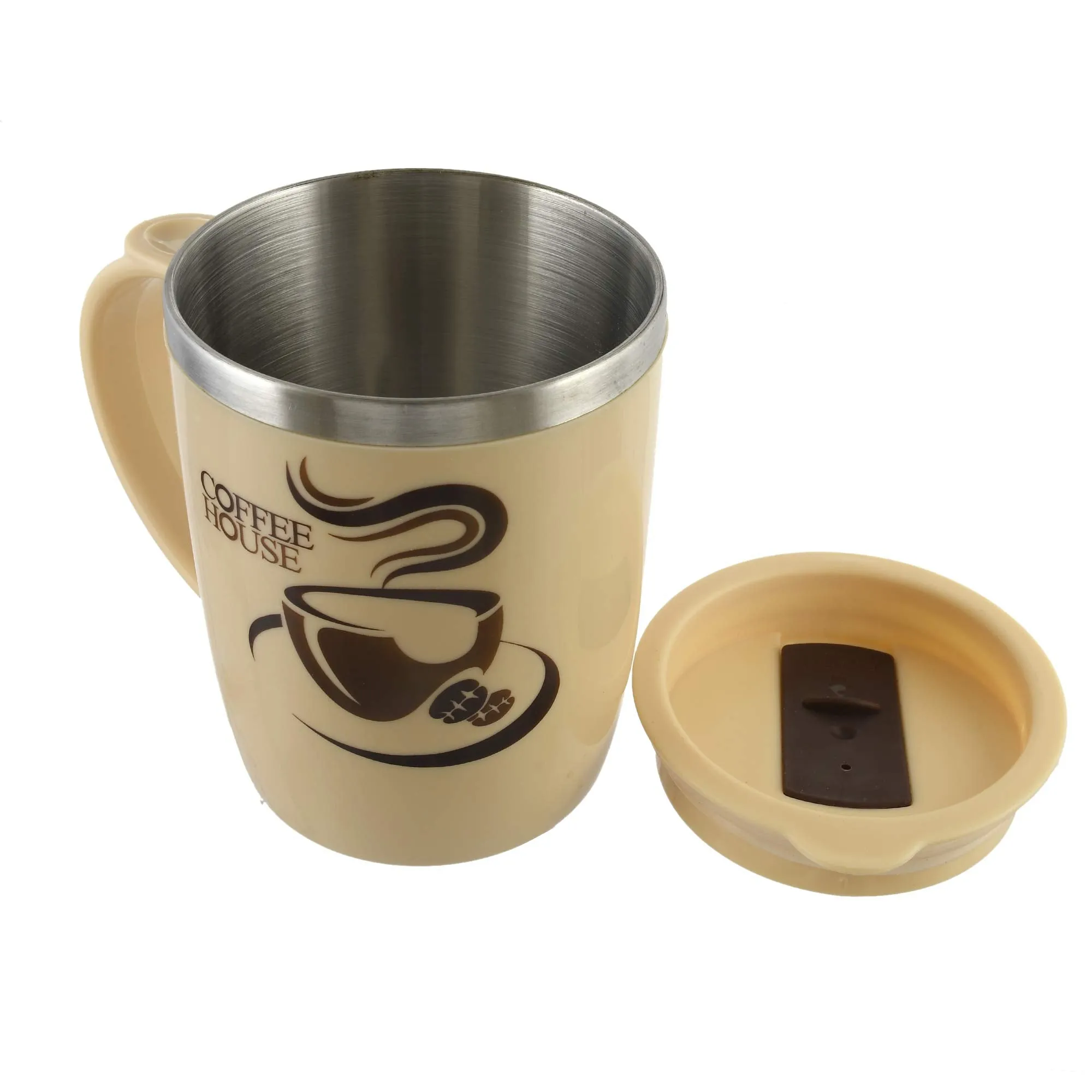 Kuber Industries Plastic Travel Mug - Beige, Cream