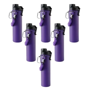 Kuber Industries Water Bottle | Steel Water Bottle for Daily Use | Vacuum Insulated Flask Water Bottle with Rope | Hot & Cold Water Bottle | 720 ML | LX-230602 | Pack of 6 | Purple