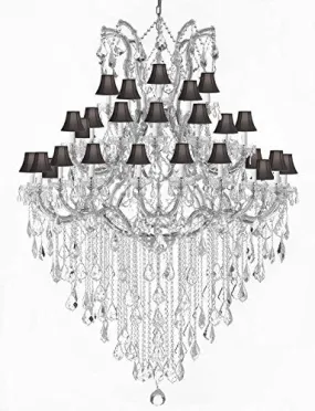 Large Foyer / Entryway Maria Theresa Empress Crystal (Tm) Chandelier Lighting W/Black Shade H 72" W 52" - Gb104-Silver/Blackshade/B13/2756/36 1