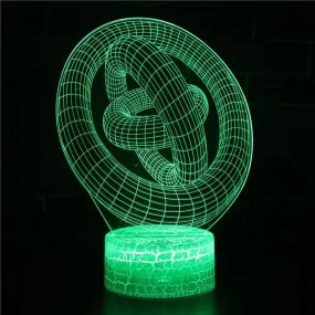 Latest Three-ring Abstract Art 3D Lamp Night Light Bedroom Decorative Multi 7 Color Light USB Colorful Light