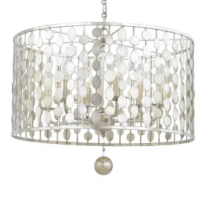 LAYLA 6 LIGHT CHANDELIER, ANTIQUE SILVER