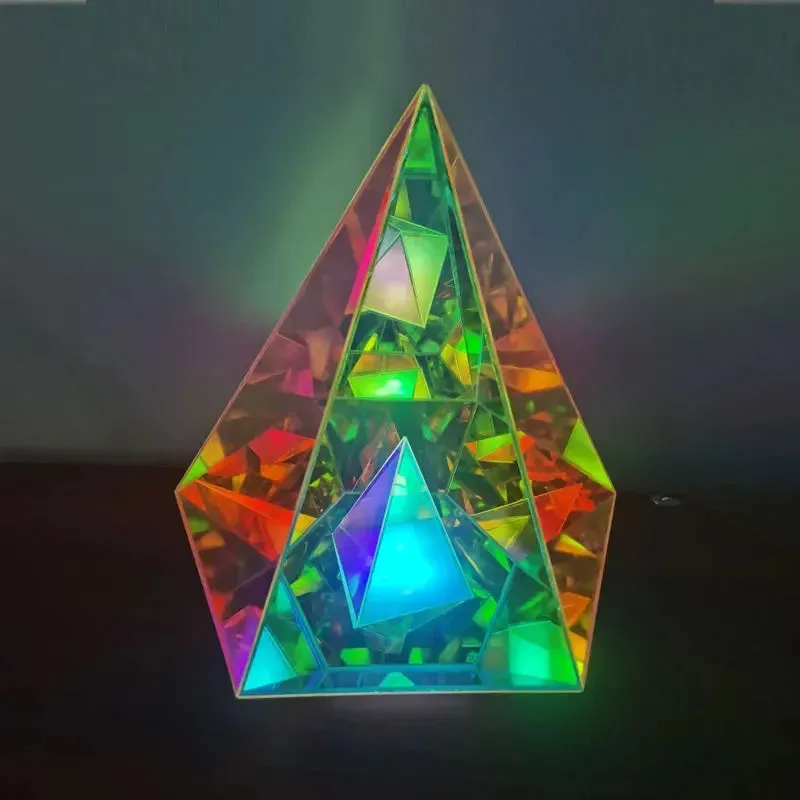 LED 3D Pyramid or  Cube Night Light RGB Dimmable Ambient Light Rechargeable Lamp.