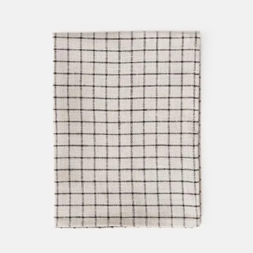 Linen Black Grid Dishcloth