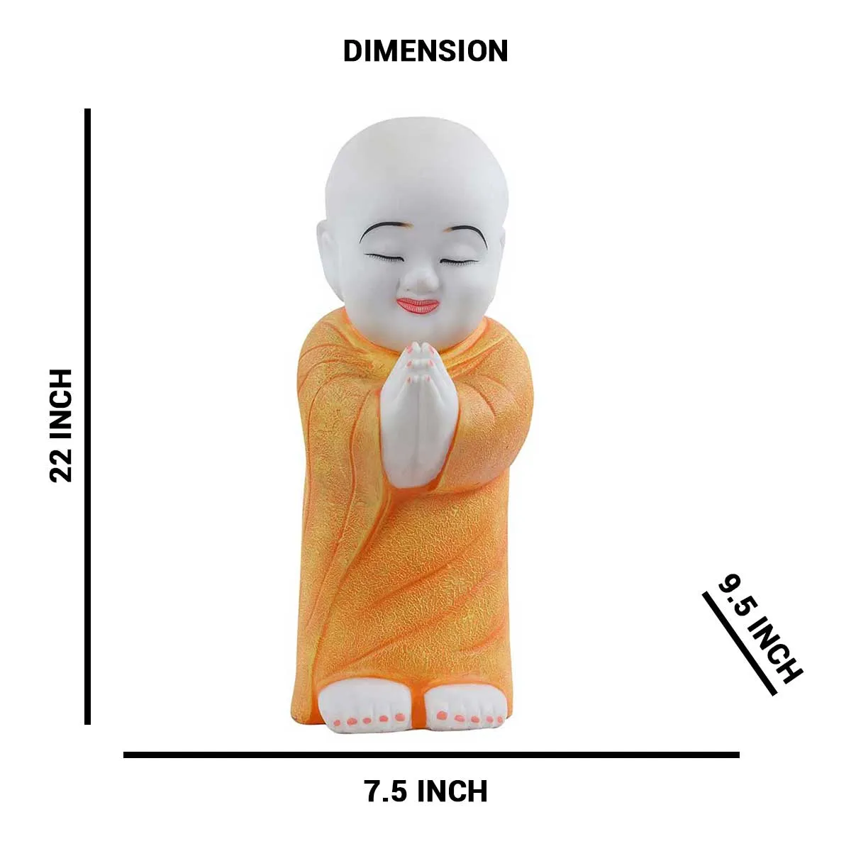 Lord Namaste Monk Made of Marble Dust - 7.5 x 9.5 x 22 Inch, 4 Kg