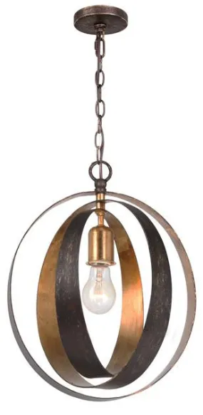 LUNA 1 LIGHT SPHERE MINI CHANDELIER, ENGLISH BRONZE AND ANTIQUE GOLD