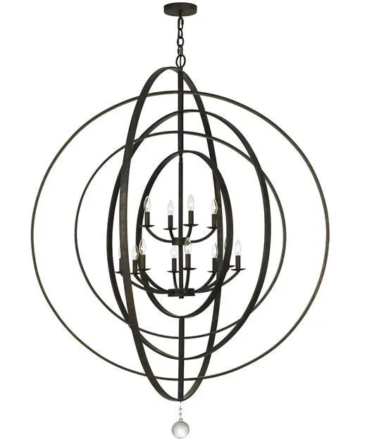 LUNA 12 LIGHT CHANDELIER, ENGLISH BRONZE