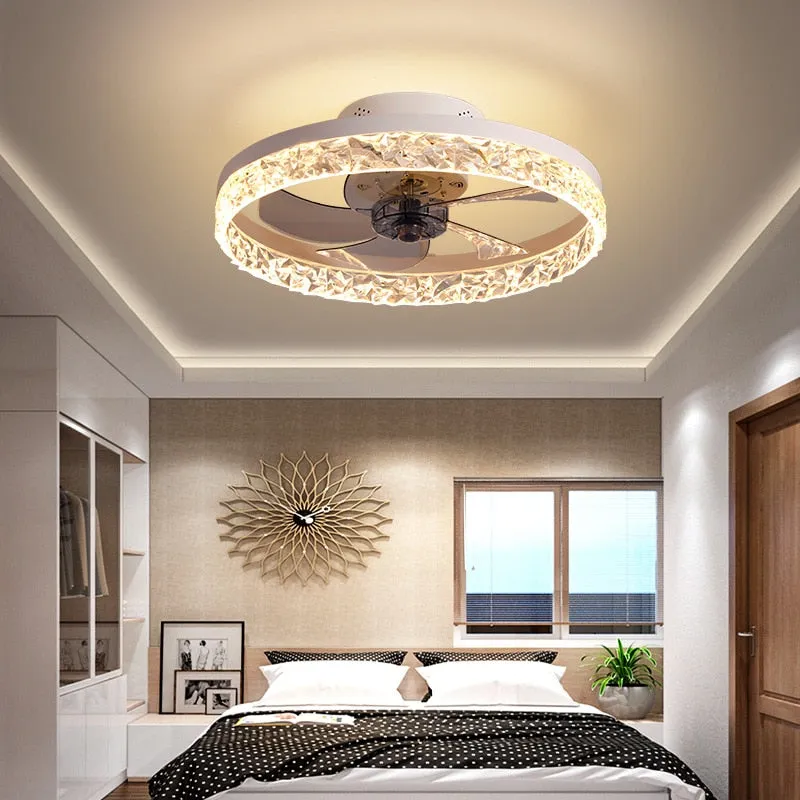 Lux Silent Crystal Ceiling Fan with Light