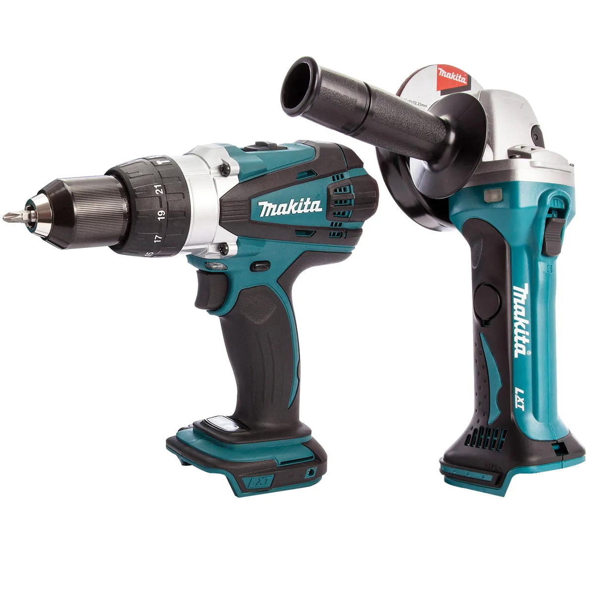 Makita 2 Piece 18V LXT Combi Drill & Angle Grinder 115mm Body Only