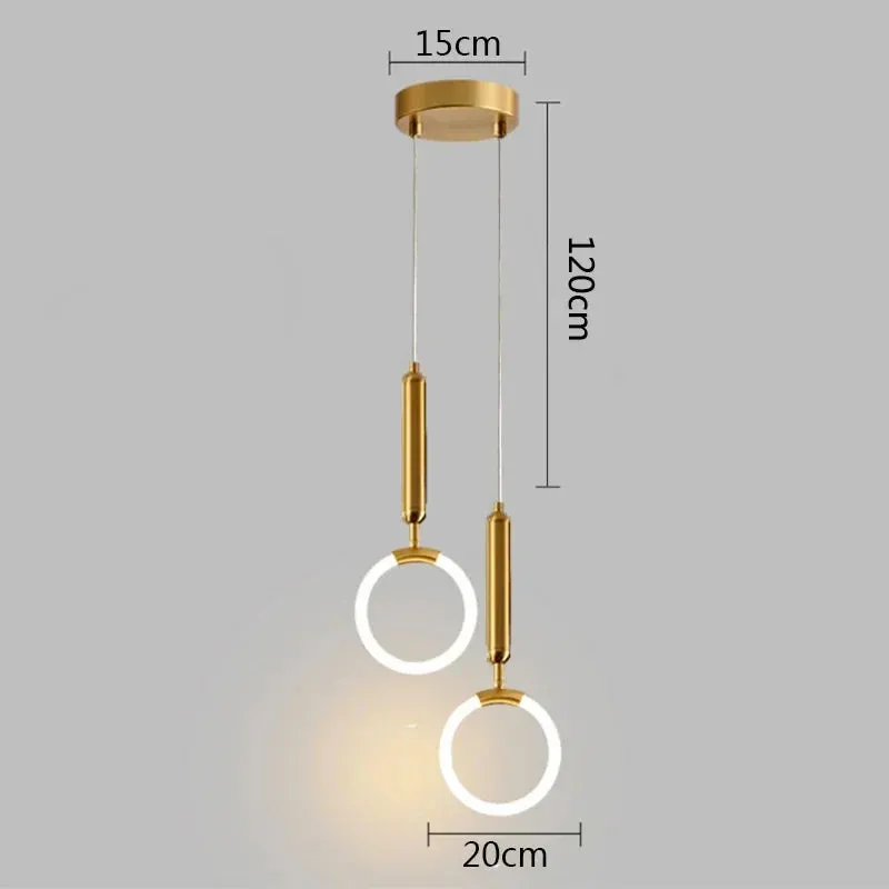 Mansion Gold LED Pendant Chandeliers for Bedside and Dining Room