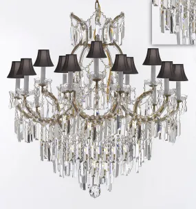 Maria Theresa Chandelier Crystal Lighting Chandeliers w/Optical Quality Fringe Prisms! Great for the Dining Room, Foyer, Entry Way, Living Room! H38" X W37" w/Black Shades - A83-B8/BLACKSHADES/21510/15 1