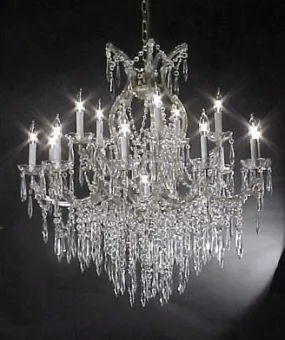 Maria Theresa Crystal Icicle Waterfall Chandelier Lighting- Great For The Dining Room Foyer Living Room H38" W37" - A83-Silver/U1510/15 1