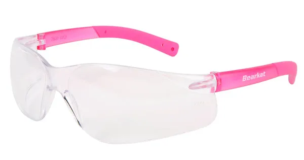 MCR Safety BearKat BK2 Pink Temples, Clear UV-AF