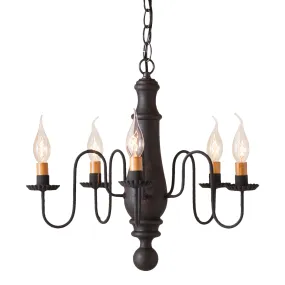 Medium Norfolk Wood Chandelier in Hartford Black over Red