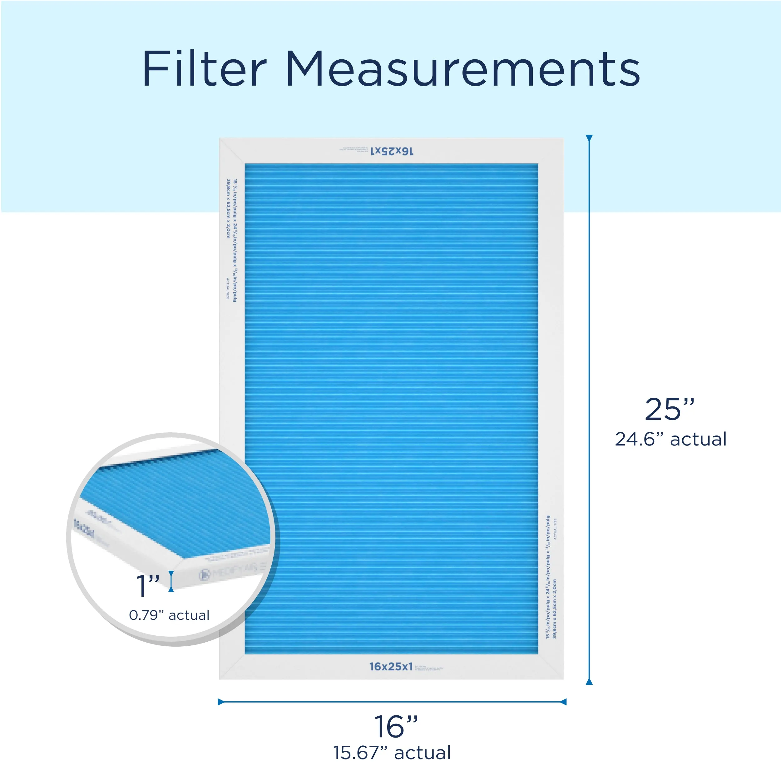 MERV 16" x 25" x 1" HVAC Filter