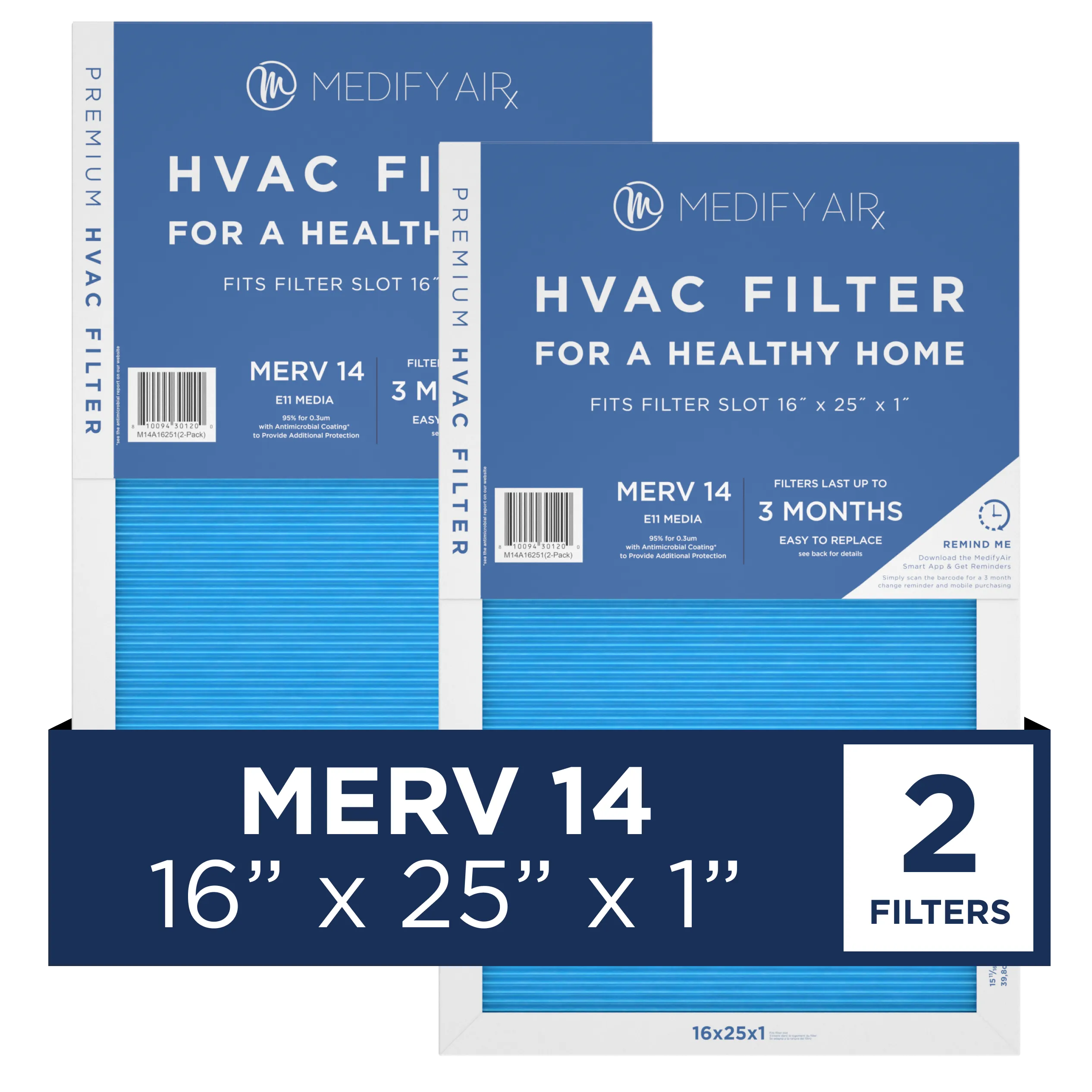 MERV 16" x 25" x 1" HVAC Filter