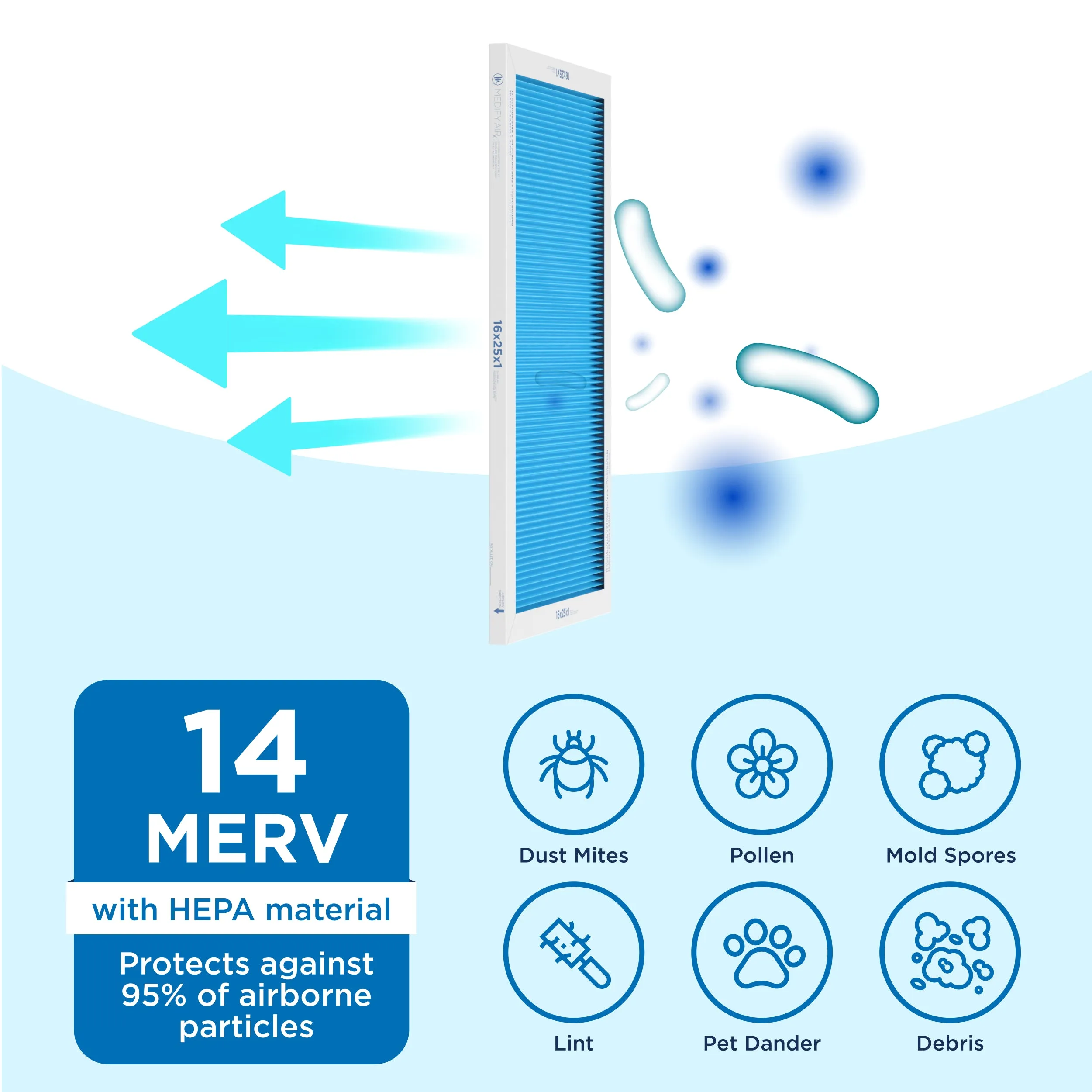 MERV 16" x 25" x 1" HVAC Filter