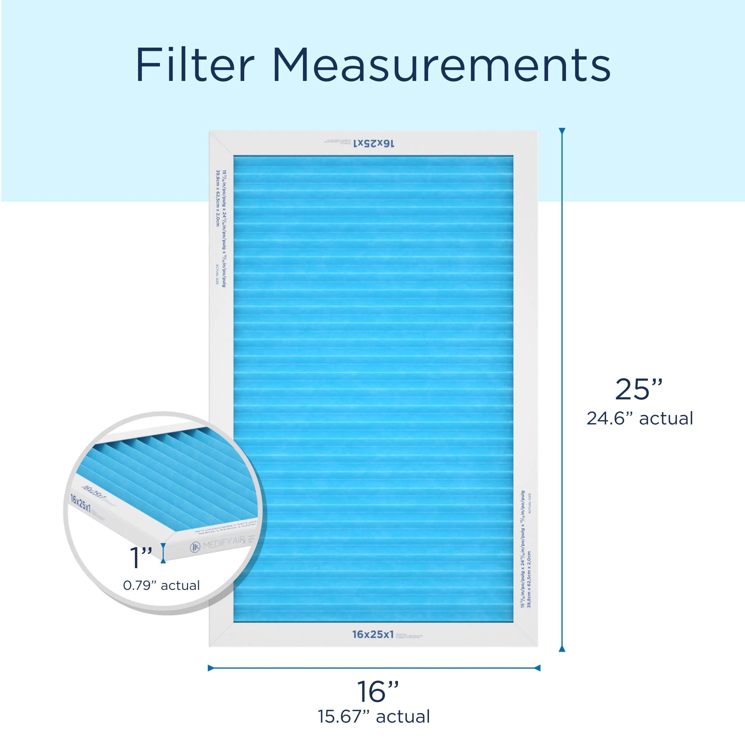 MERV 16" x 25" x 1" HVAC Filter