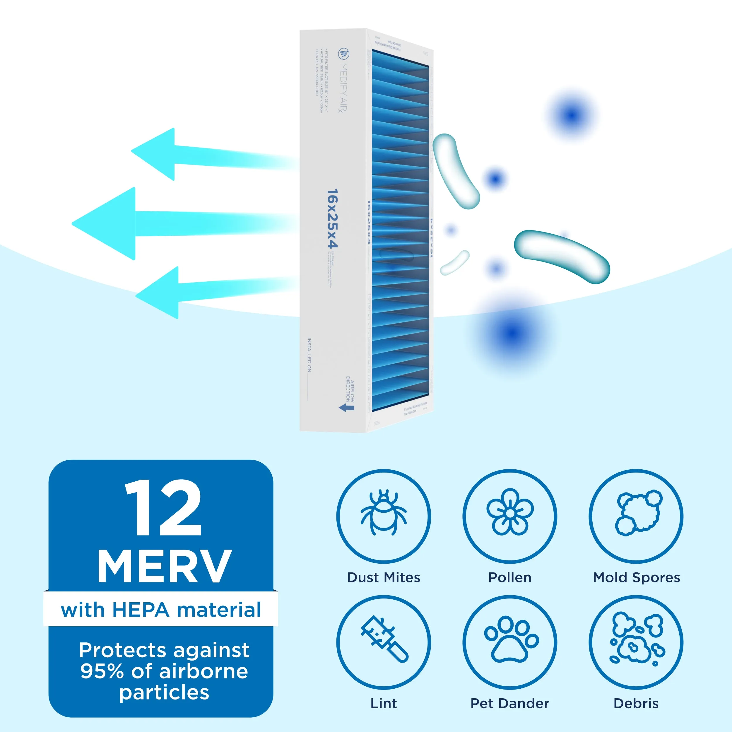 MERV 16" x 25" x 4" HVAC Filter