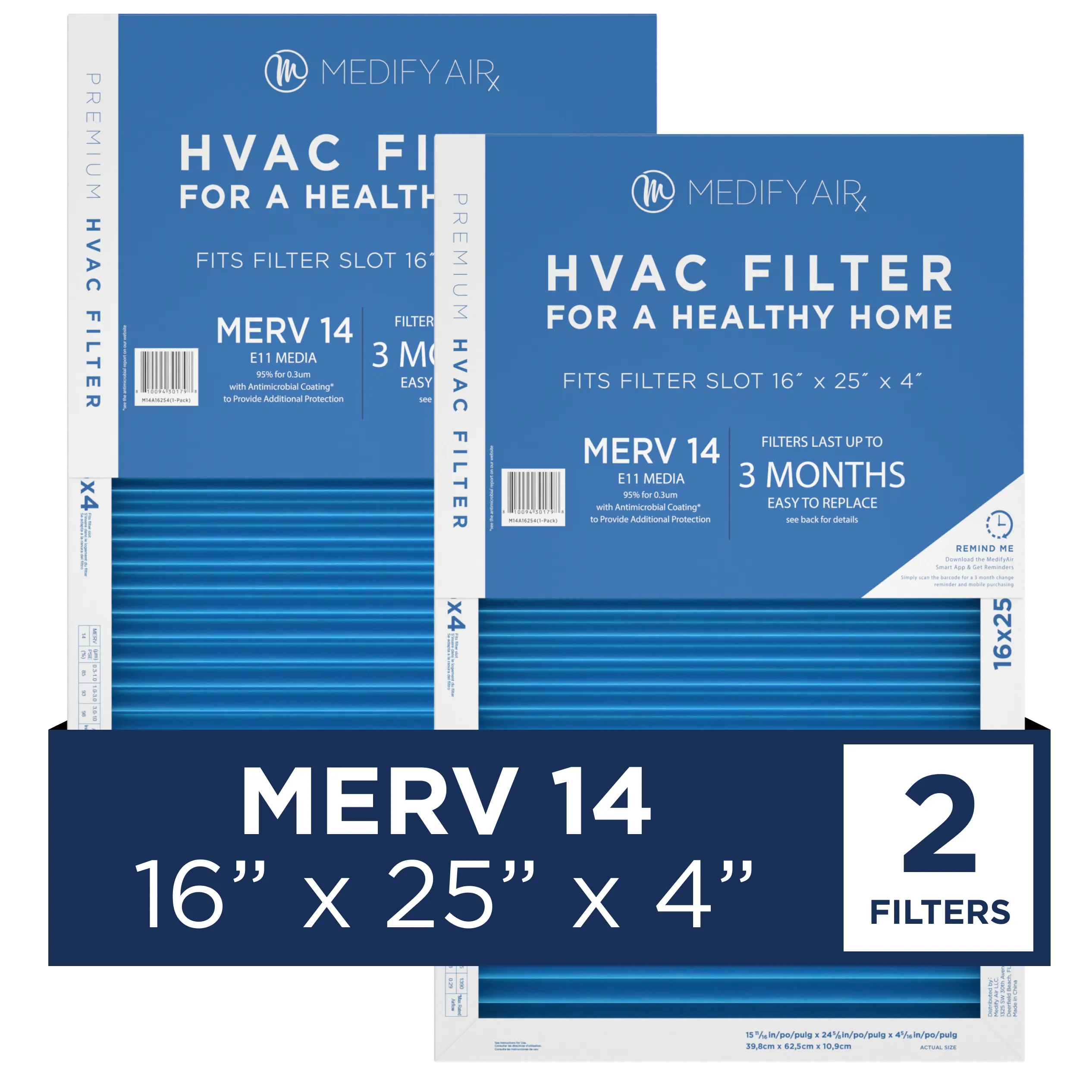 MERV 16" x 25" x 4" HVAC Filter