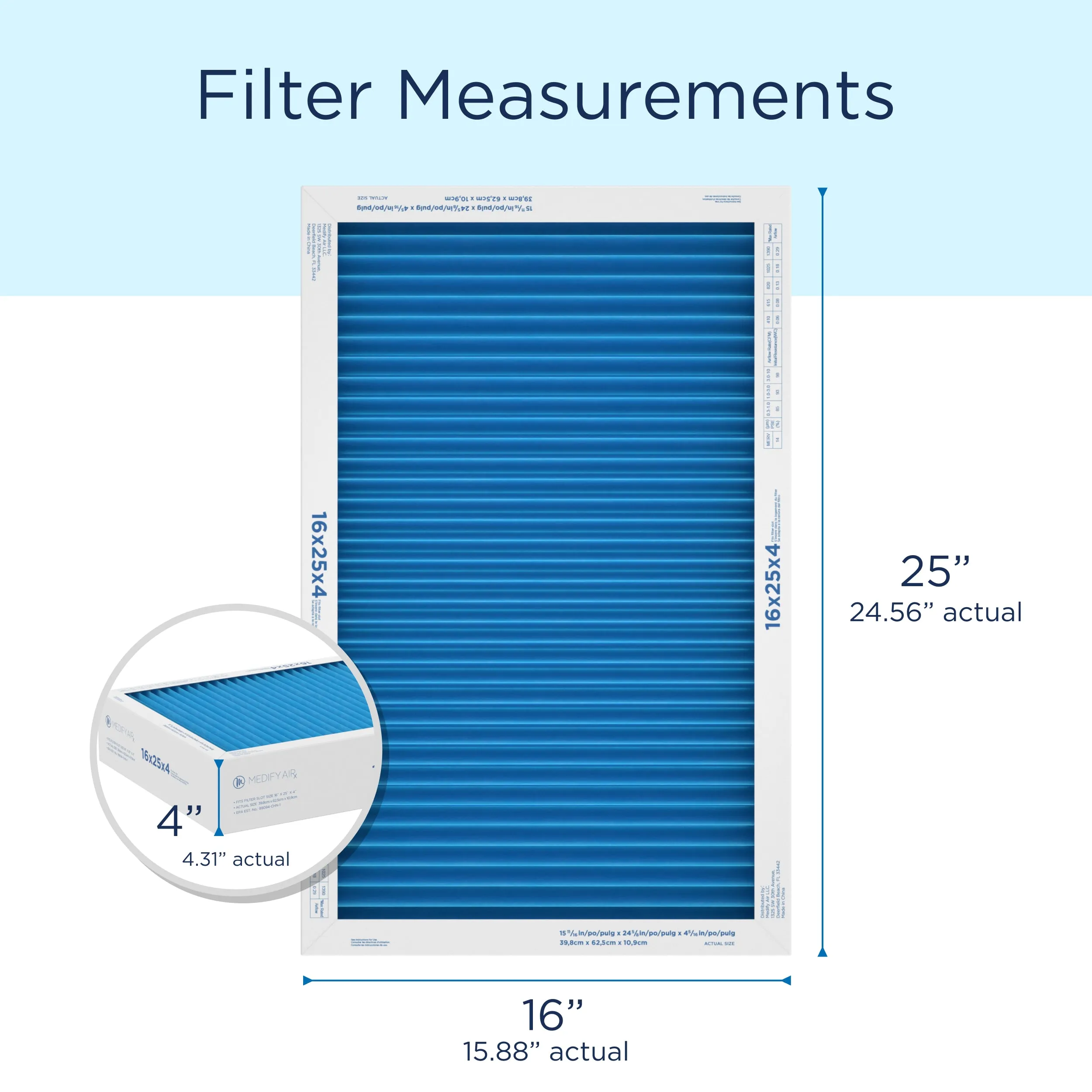 MERV 16" x 25" x 4" HVAC Filter