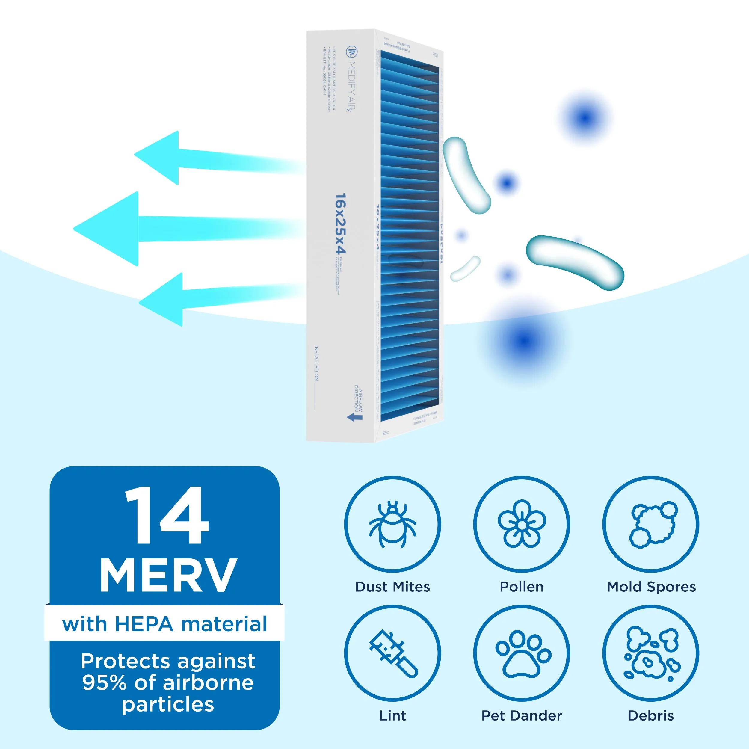 MERV 16" x 25" x 4" HVAC Filter