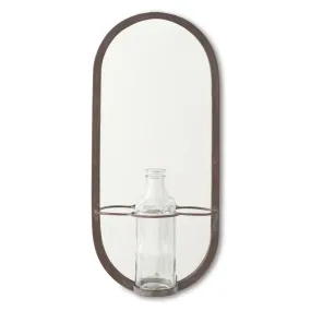 Metal Frame Wall Mirror w/Glass Bottle Holder