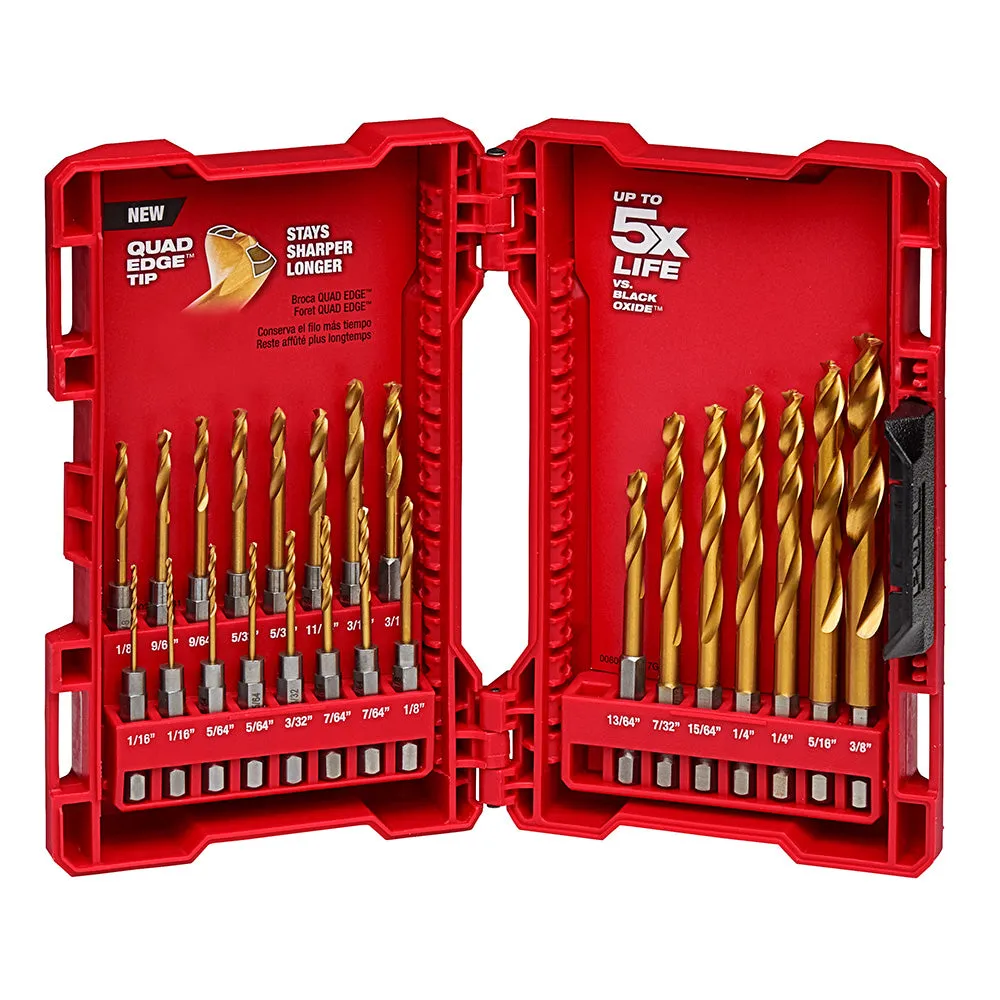 Milwaukee 48-89-4631 SHOCKWAVE RED HELIX Titanium Drill Bit Set - 23 PC