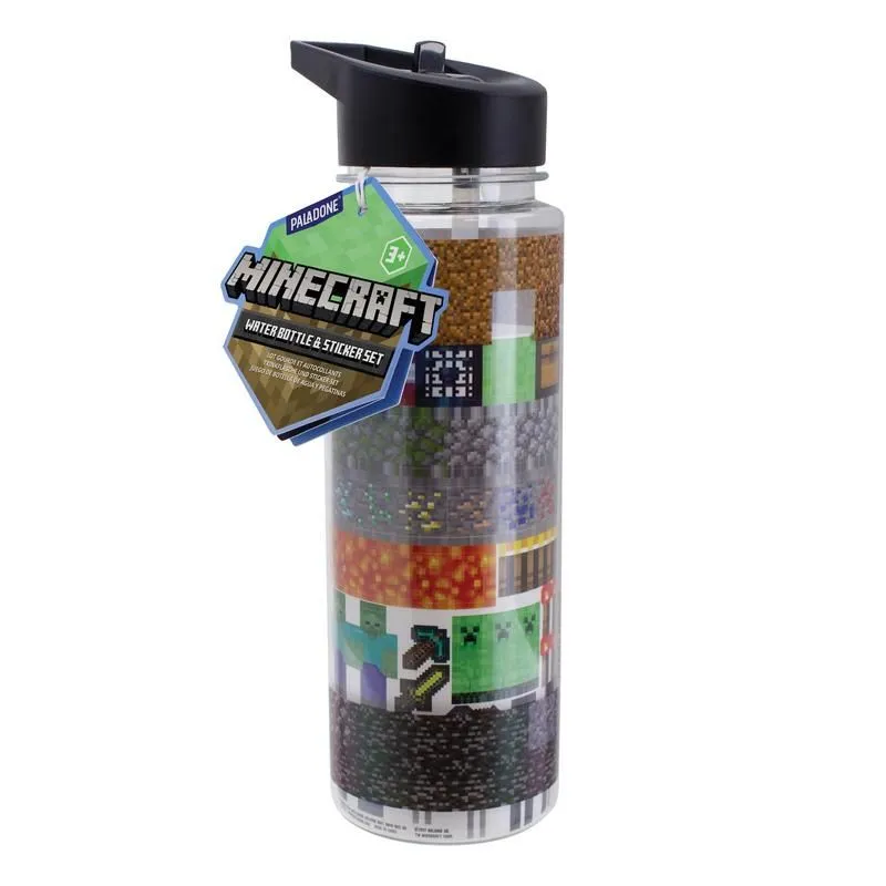 Minecraft Water Bottle and Sticker Set