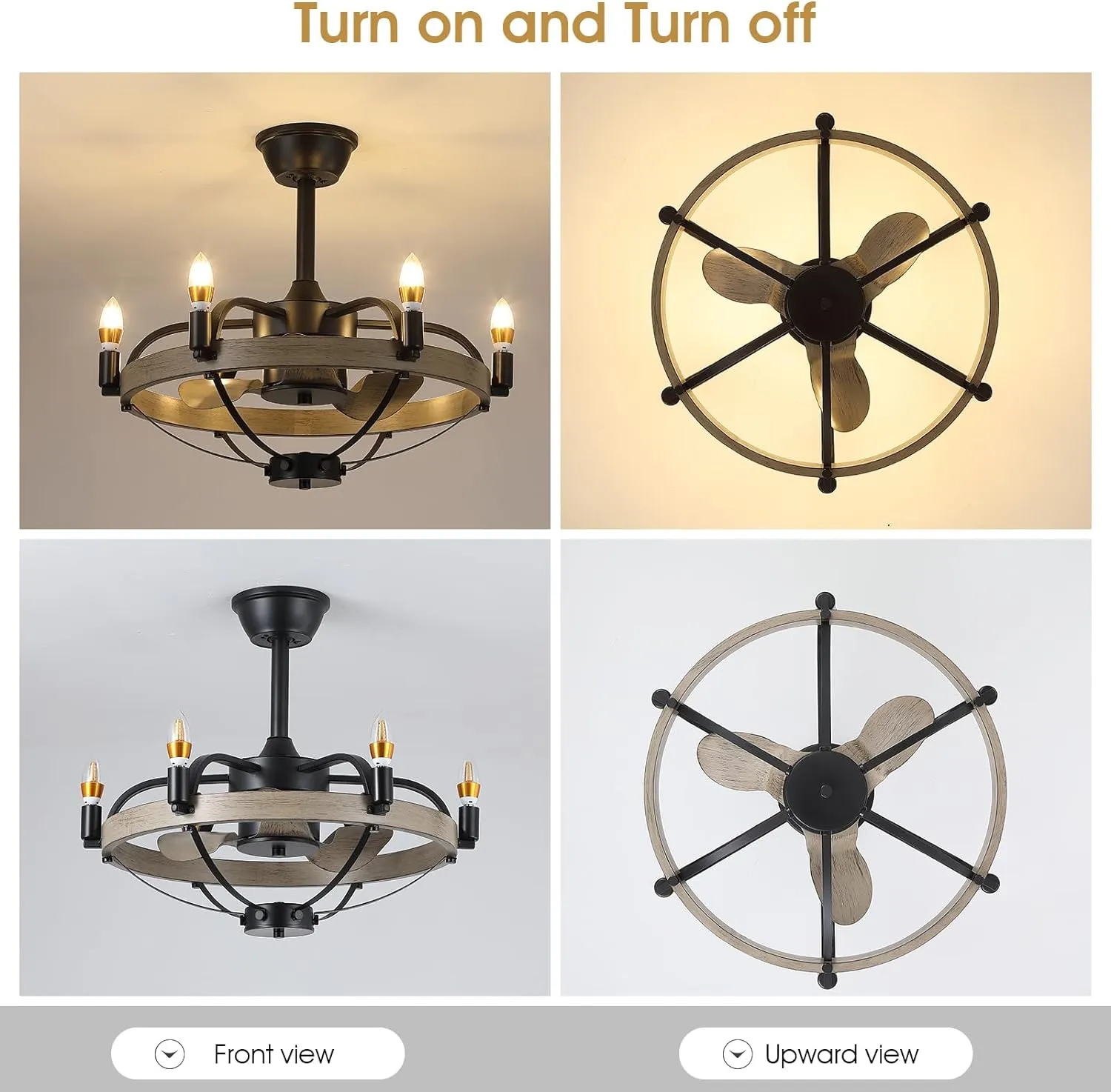 Modern Farmhouse Rustic Ceiling Fan Light Chandelier