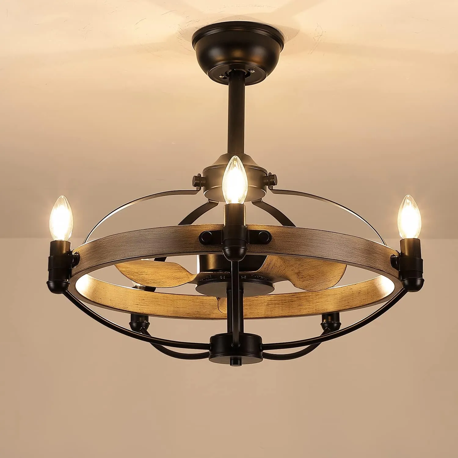 Modern Farmhouse Rustic Ceiling Fan Light Chandelier